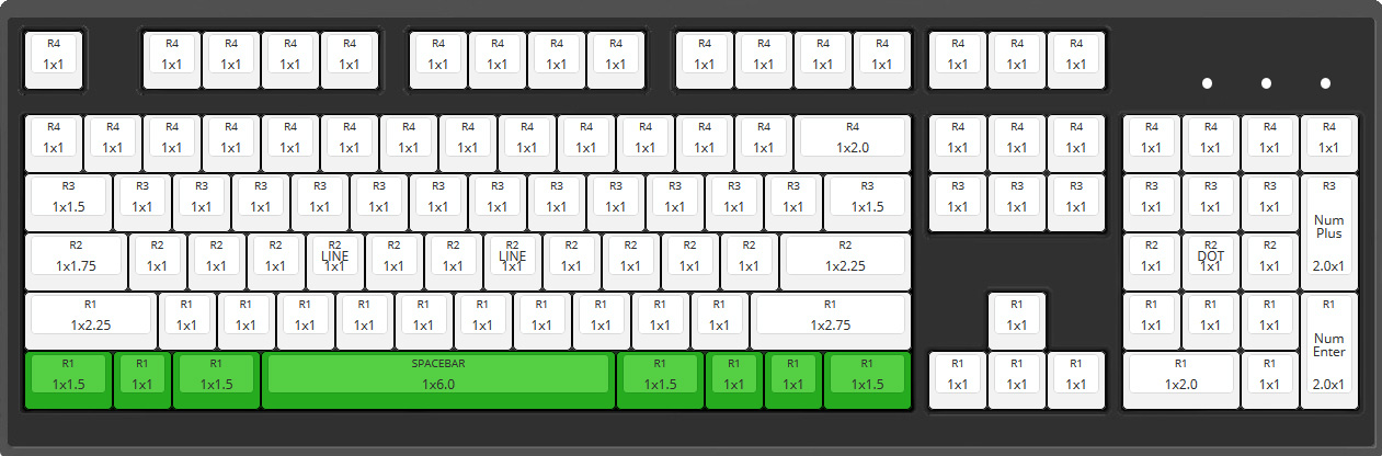 Max Keyboard 104 ANSI Layout with 6.0x unit spacebar