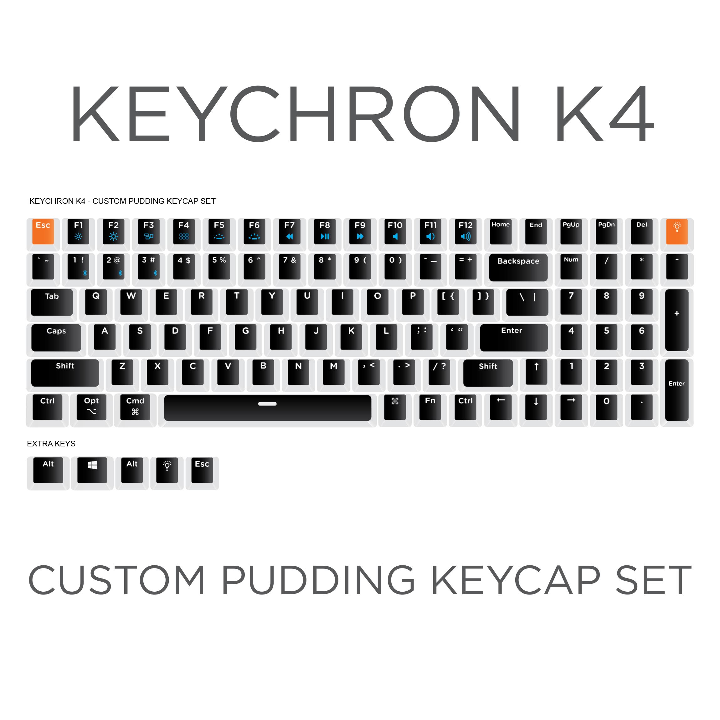 Shop Maker Designs Keychron K4 Custom Black Pudding Keycap Set