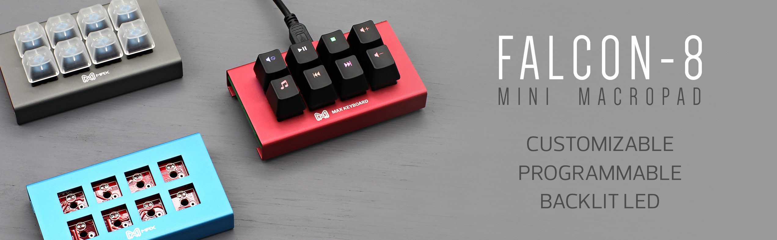 Max Keyboard Falcon-8 Custom Programmable Mini Macropad Mechanical Keyboard