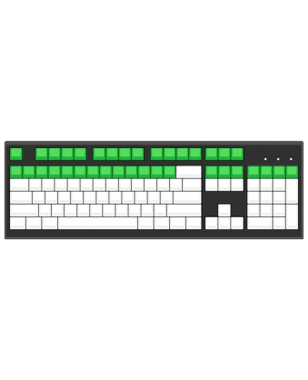 Max Keyboard Row 4, Size 1x1 Cherry MX Keycap. Green Color Zone Represents R4 1x1 Key Size