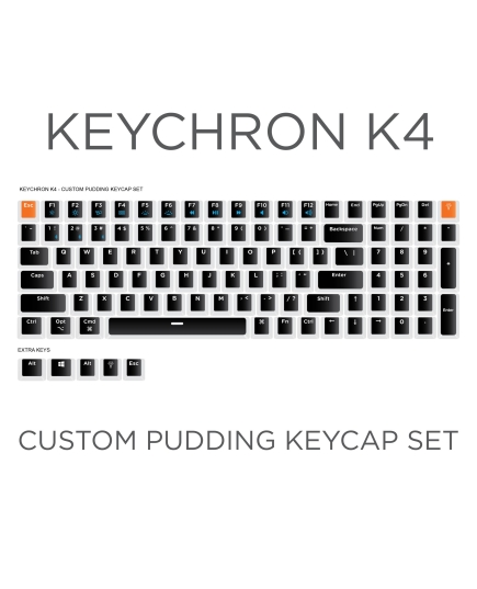 Keychron K4 Custom Black Pudding Keycap Set