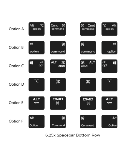 Modifier keys for 6.25x spacebar bottom row