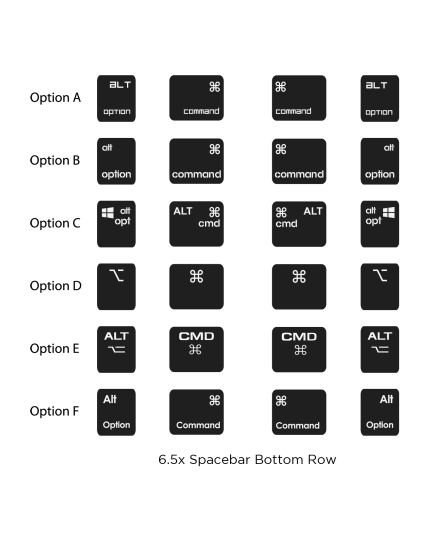 Modifier keys for 6.5x spacebar bottom row